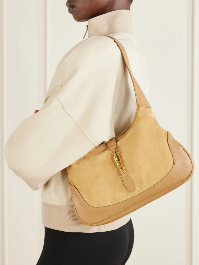Gucci Jackie 1961 Leather-trimmed Suede Shoulder Bag