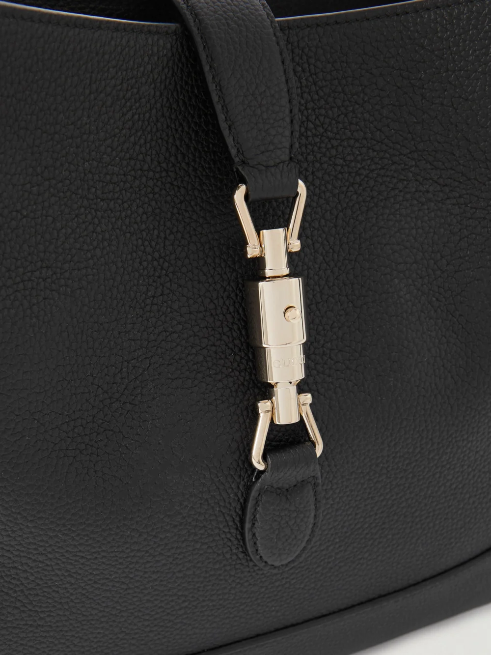 Close-up detail of the Gucci Jackie 1961 Medium Textured-leather Shoulder Bag