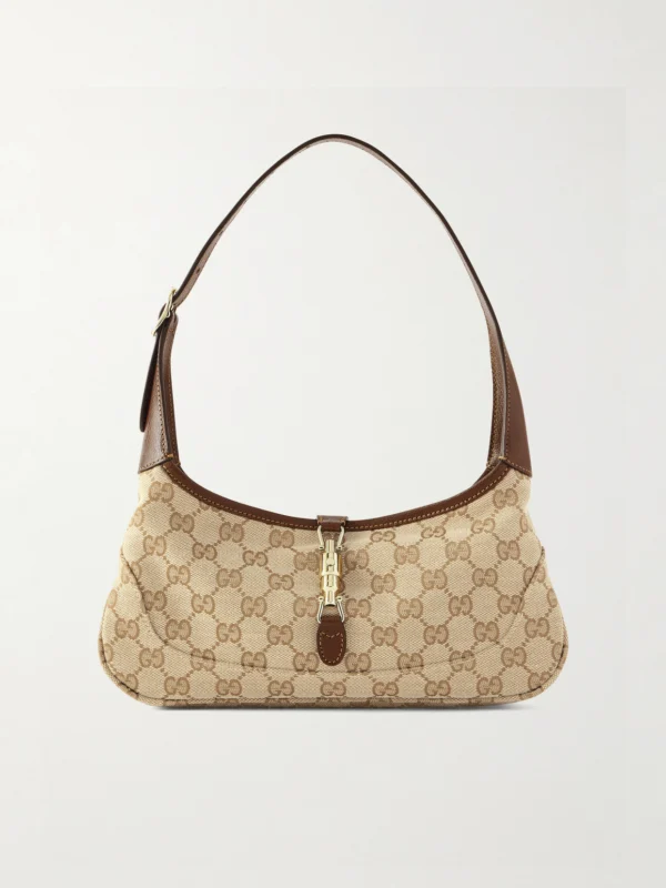Gucci Jackie 1961 Slim Small Leather-trimmed Canvas-jacquard Shoulder Bag