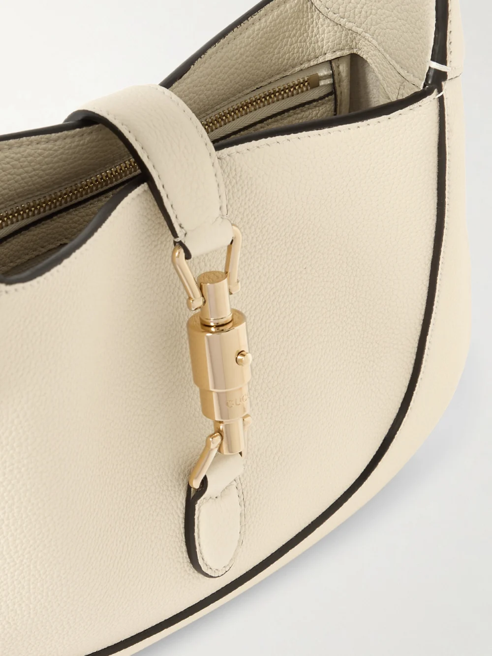 Close-up detail of the Gucci Jackie 1961 Small Textured-leather Shoulder Bag