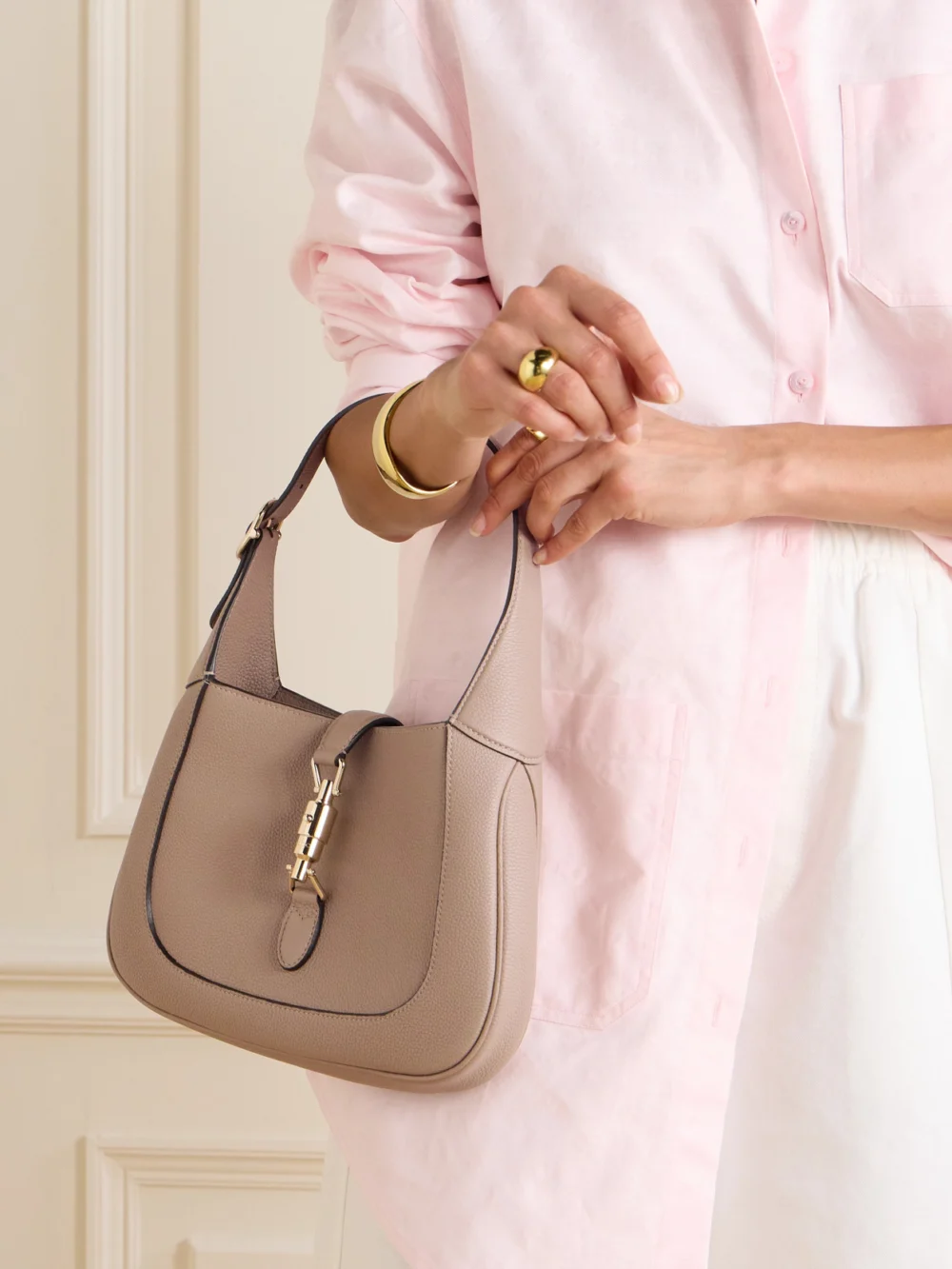 Gucci Jackie 1961 Small Textured-leather Shoulder Bag, styled view