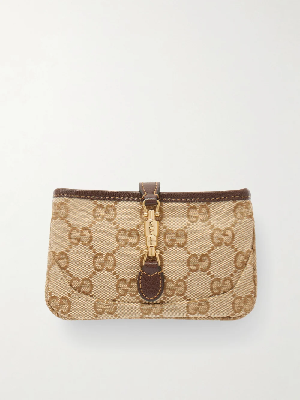 Gucci Jackie Leather-trimmed Canvas-jacquard Wallet in beige