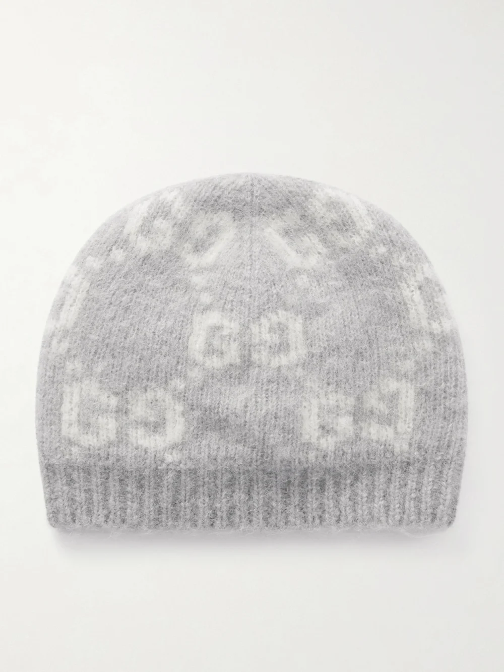 Gucci Jacquard-knit Alpaca-blend Beanie in light gray
