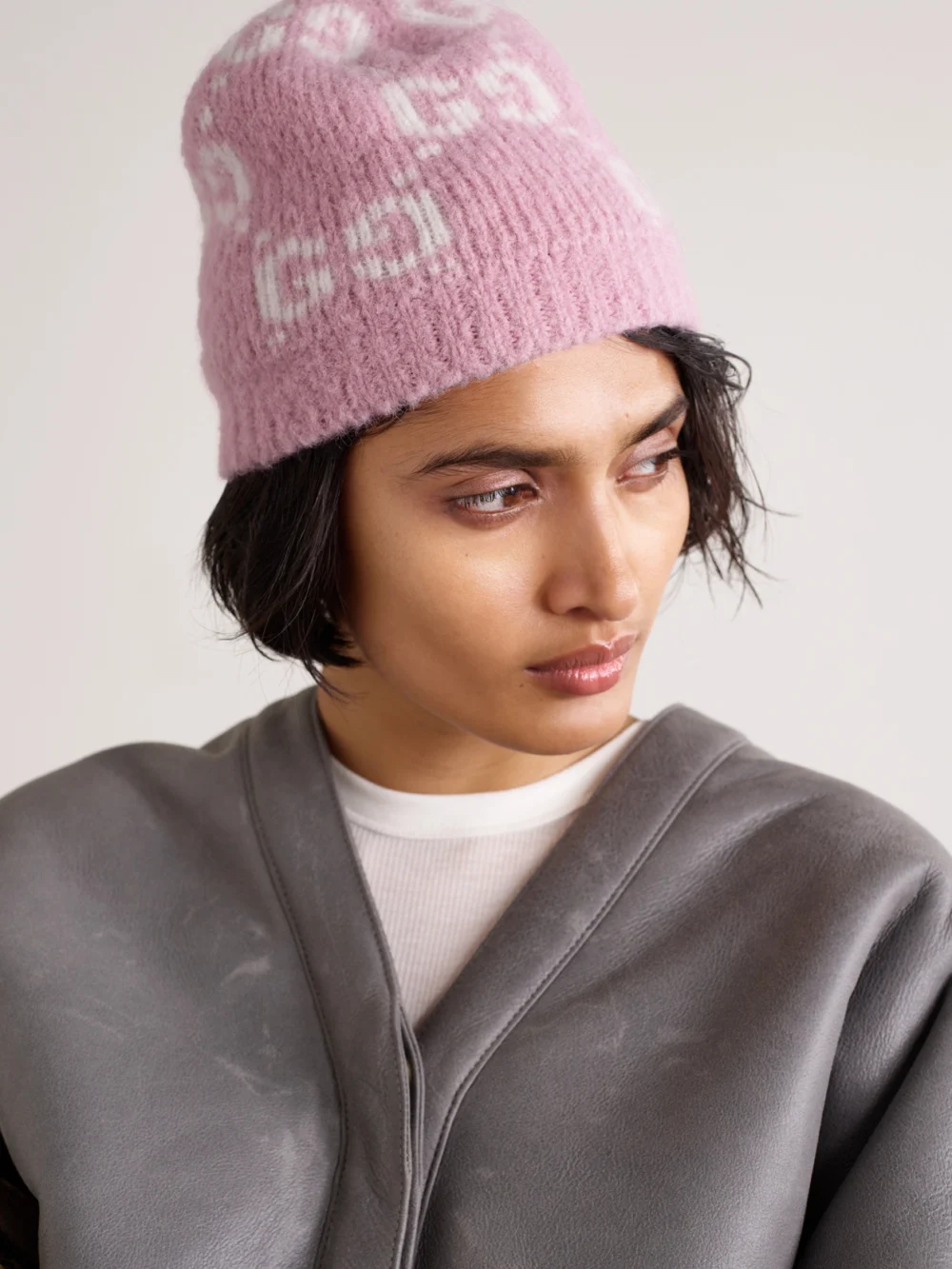 Gucci Jacquard-knit Alpaca-blend Beanie, styled view