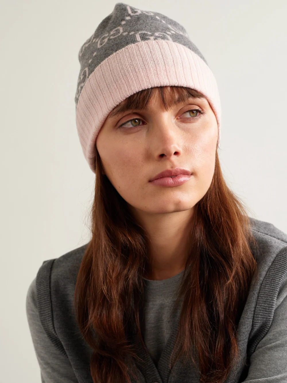 Gucci Jacquard-knit Cashmere Beanie, styled view