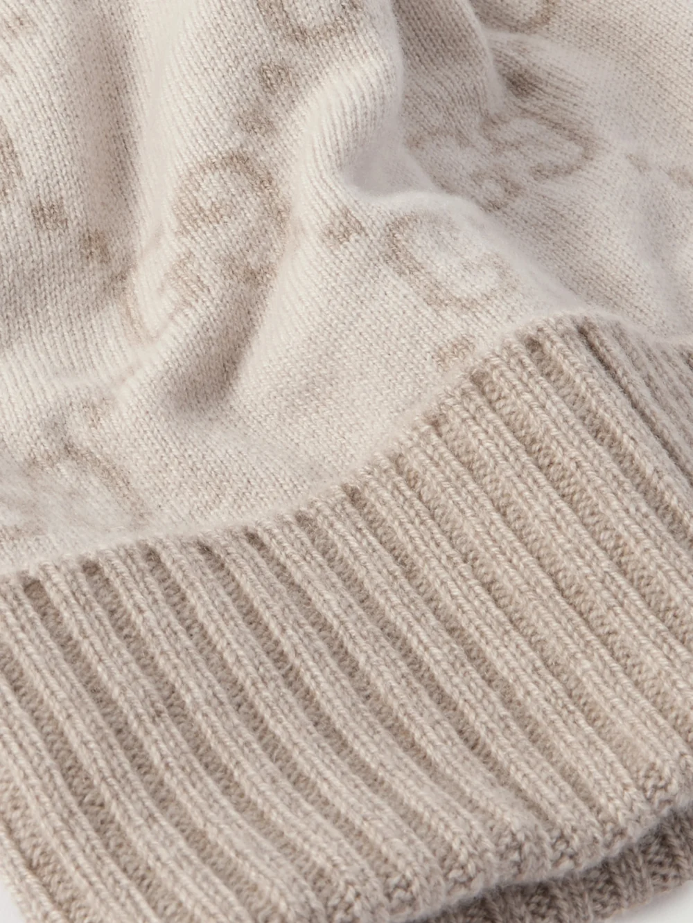 Close-up detail of the Gucci Jacquard-knit Cashmere Beanie