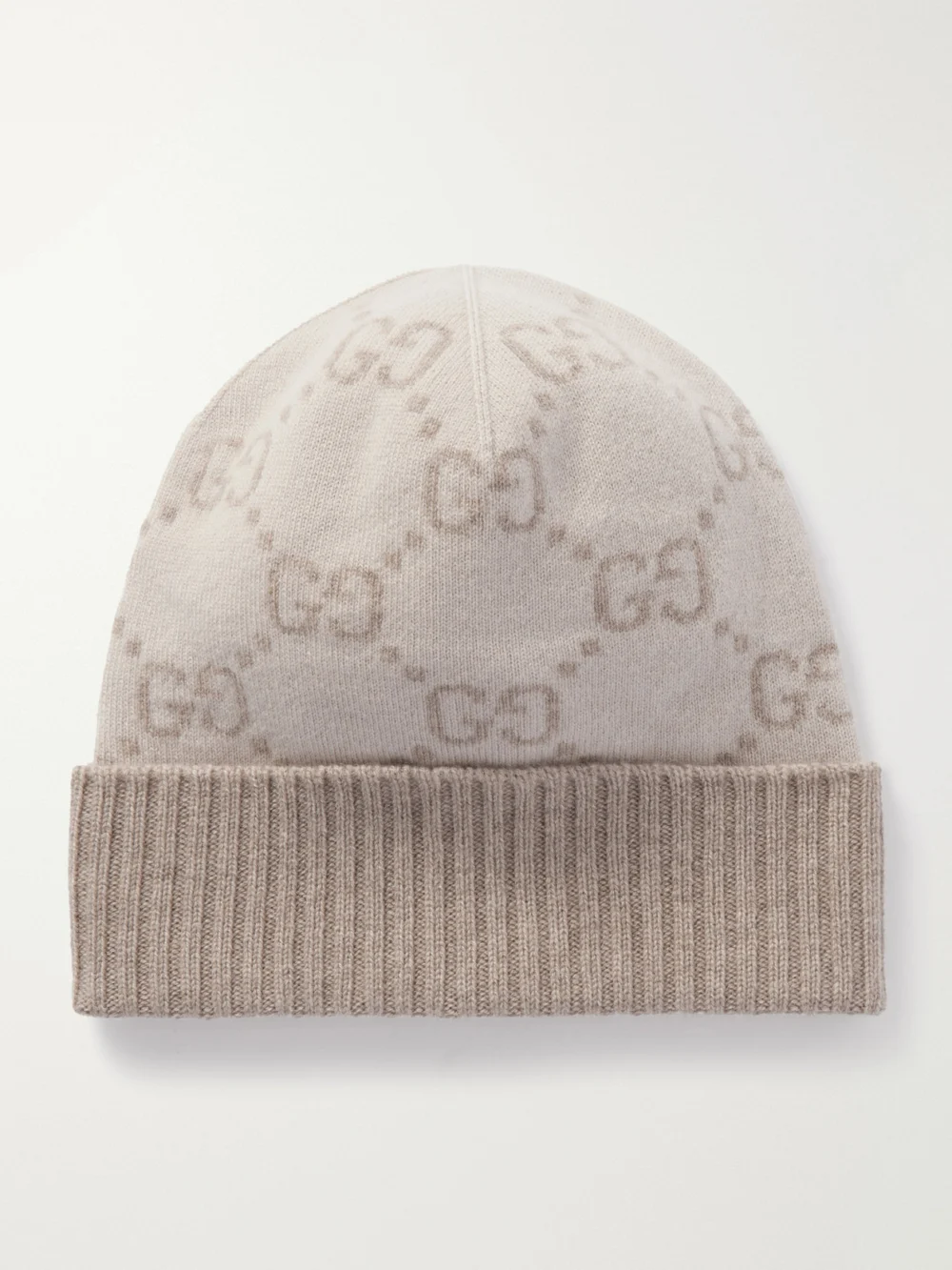 Gucci Jacquard-knit Cashmere Beanie in mushroom