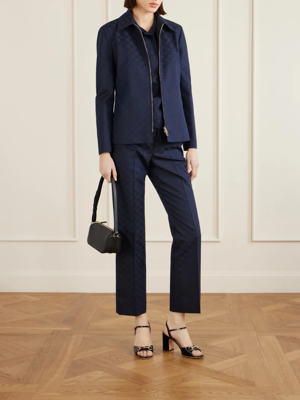 Gucci Jacquard-twill Tapered Pants, worn by a model