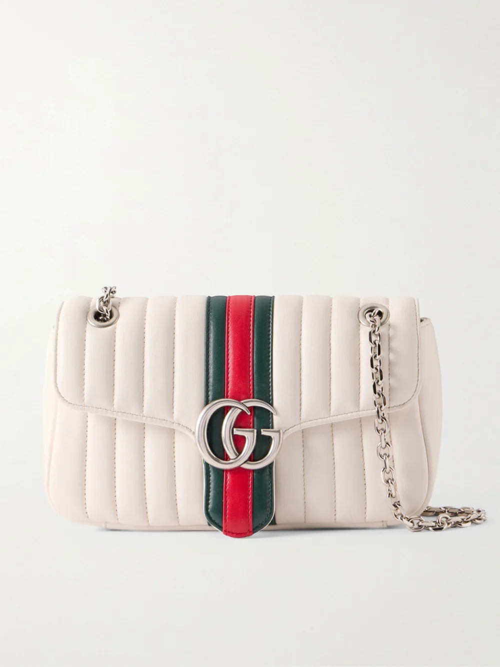 Gucci Jetset Gg Marmont Quilted Leather Crossbody Bag in white