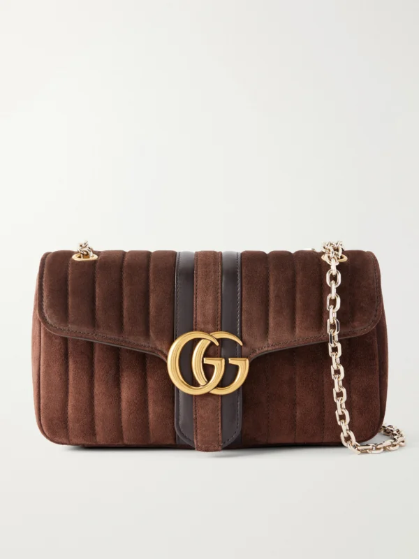 Gucci Jetset Gg Marmont Suede Shoulder Bag