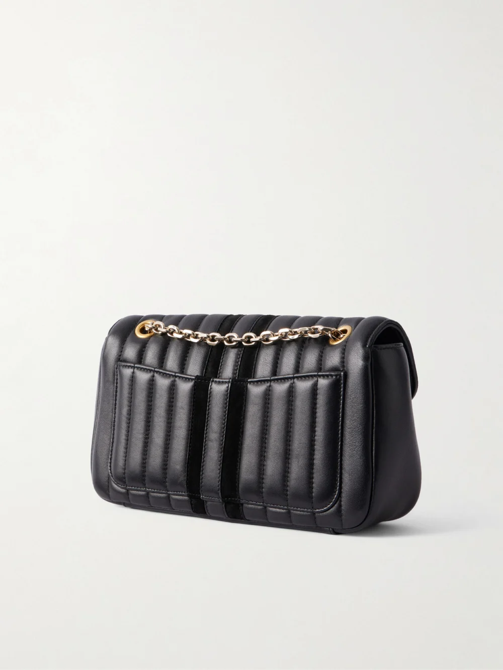 Back view of the Gucci Jetset Gg Marmont Suede-trimmed Leather Shoulder Bag