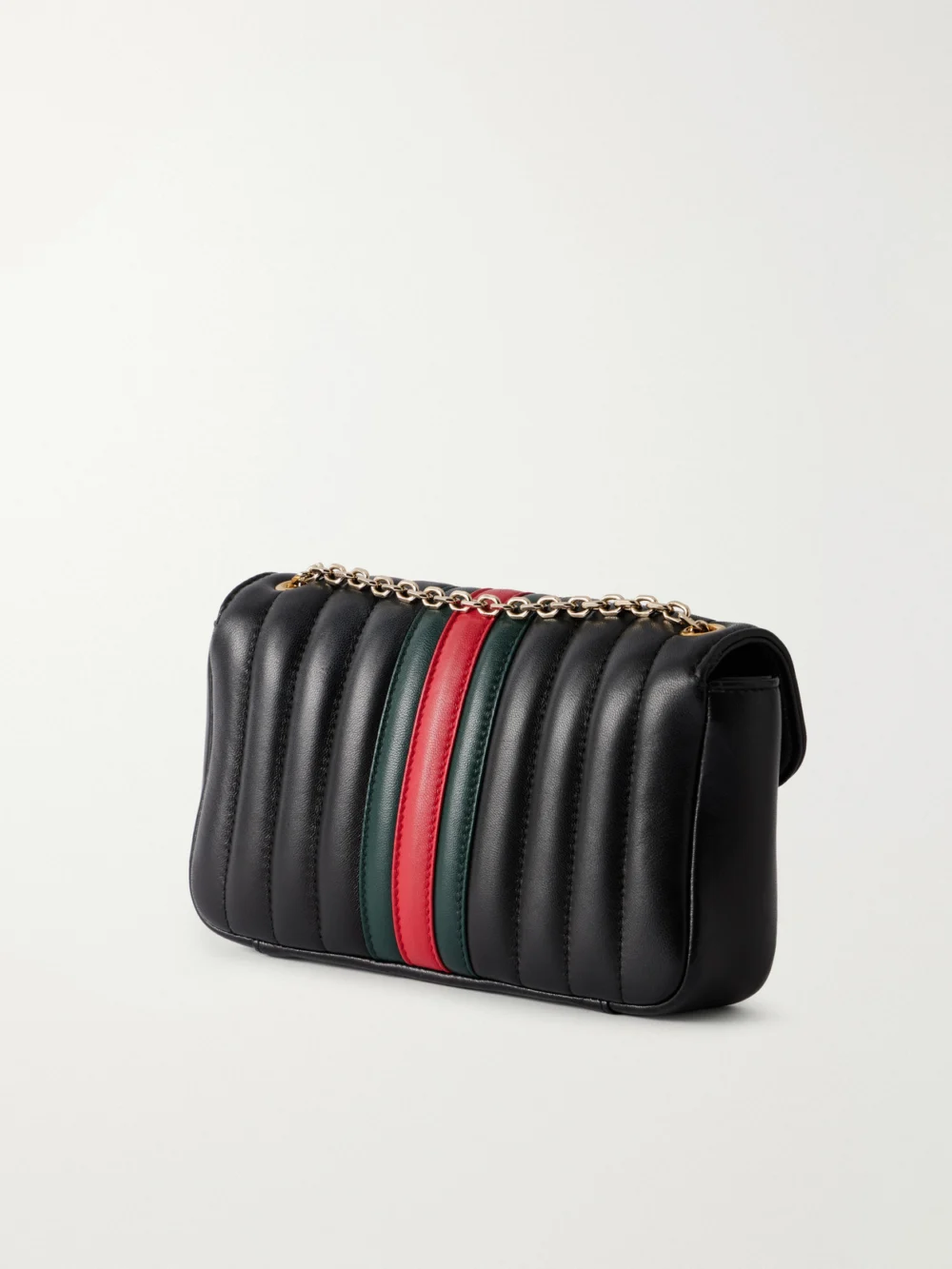 Back view of the Gucci Jetset Gg Marmont Web-trimmed Quilted Leather Crossbody Bag