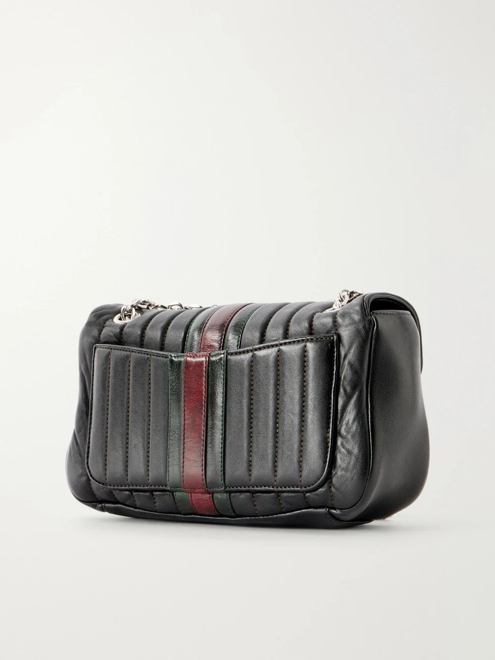 Back view of the Gucci Jetset Gg Marmont Web-trimmed Quilted Leather Shoulder Bag