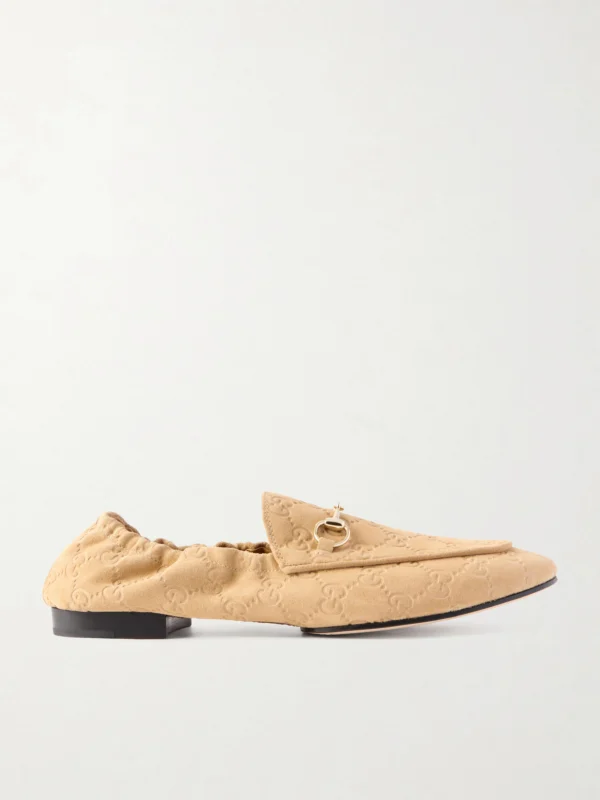 Gucci Jordaan Horsebit-embellished Logo-debossed Suede Loafers