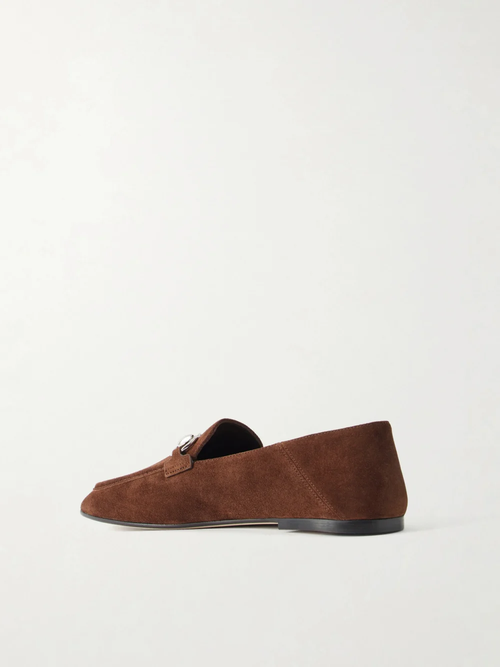 Back view of the Gucci Jordaan Horsebit-embellished Suede Loafers