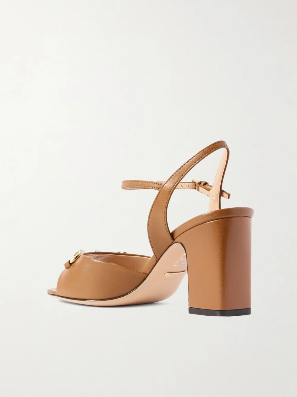 Back view of the Gucci Lady Horsebit-embellished Leather Sandals