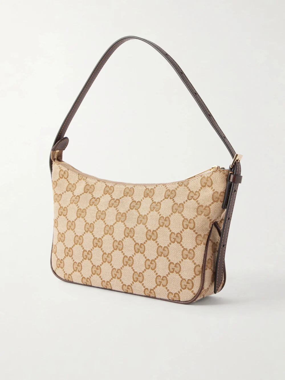 Back view of the Gucci Lady Lunetta Leather-trimmed Canvas-jacquard Shoulder Bag
