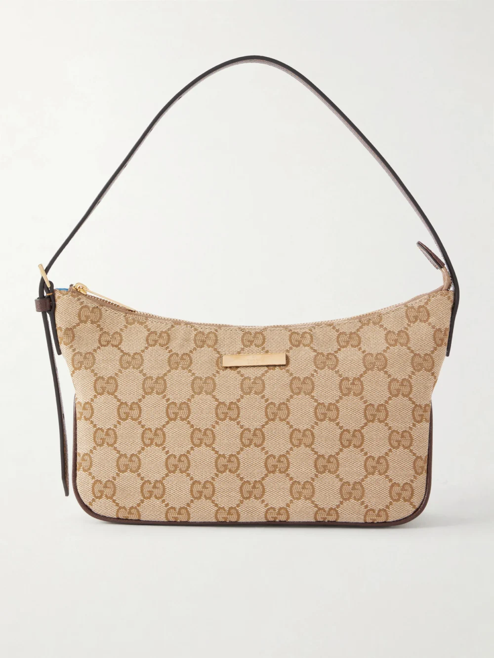 Gucci Lady Lunetta Leather-trimmed Canvas-jacquard Shoulder Bag in beige