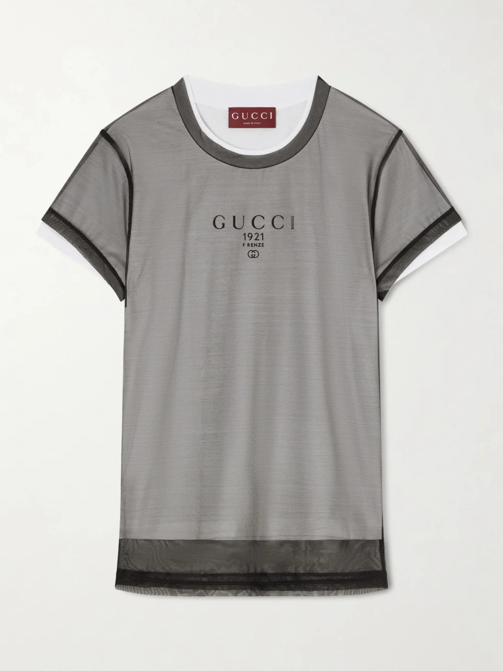 Gucci Layered Printed Tulle and Cotton and Modal-blend Jersey T-shirt in black