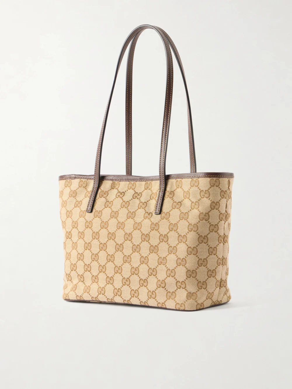 Back view of the Gucci Leather-trimmed Coated Canvas-jacquard Tote