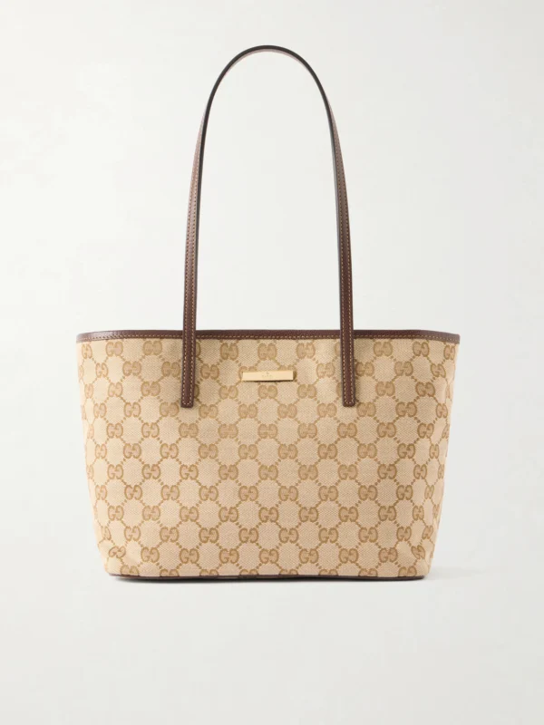 Gucci Leather-trimmed Coated Canvas-jacquard Tote
