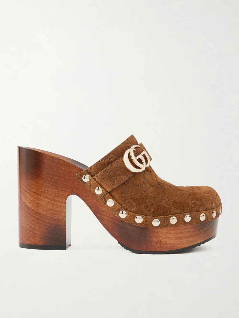 Gucci Logo-debossed Suede Clogs in brown