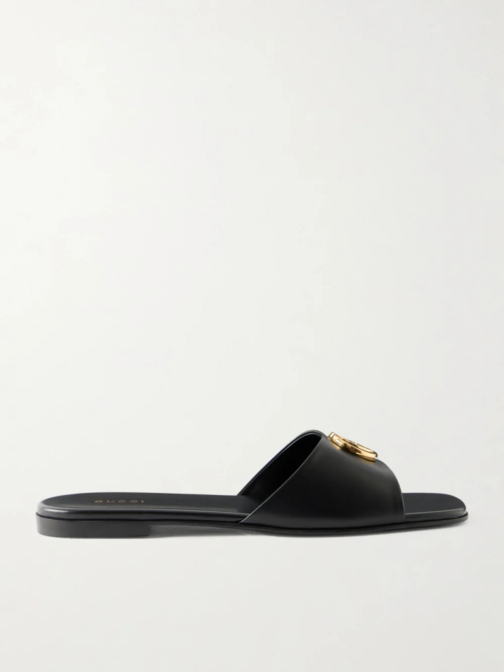Gucci Logo-embellished Leather Slides in black