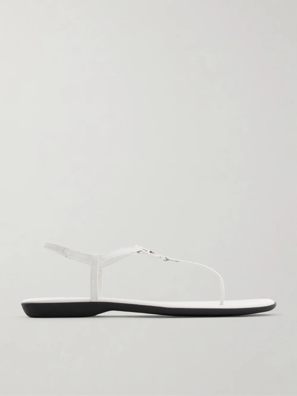 Gucci Logo-embellished Leather Thong Sandals in white