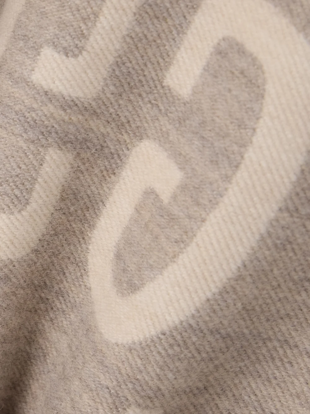 Close-up detail of the Gucci Logo-jacquard Wool and Silk-blend Scarf