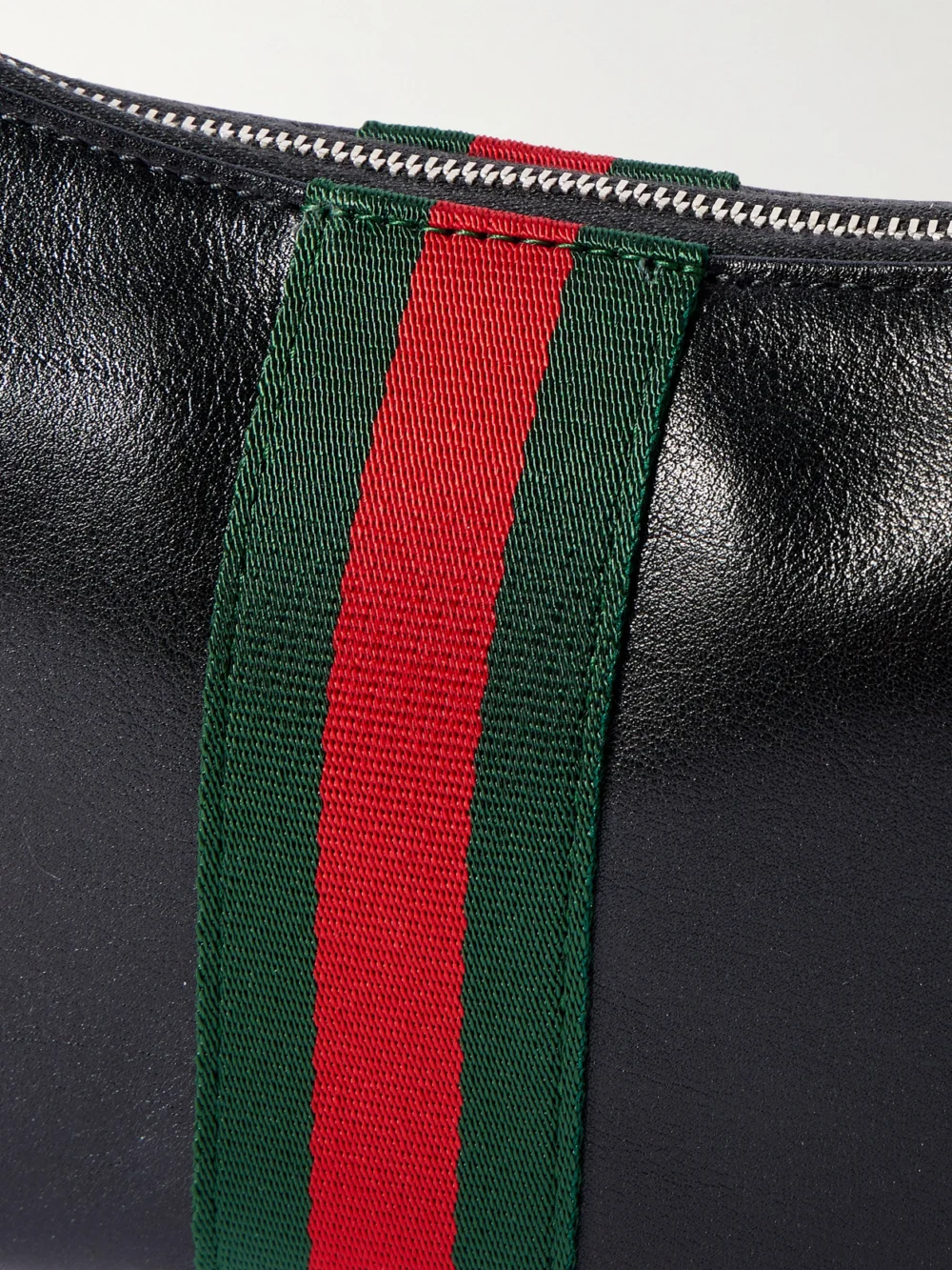 Close-up detail of the Gucci Lunetta Leather Shoulder Bag