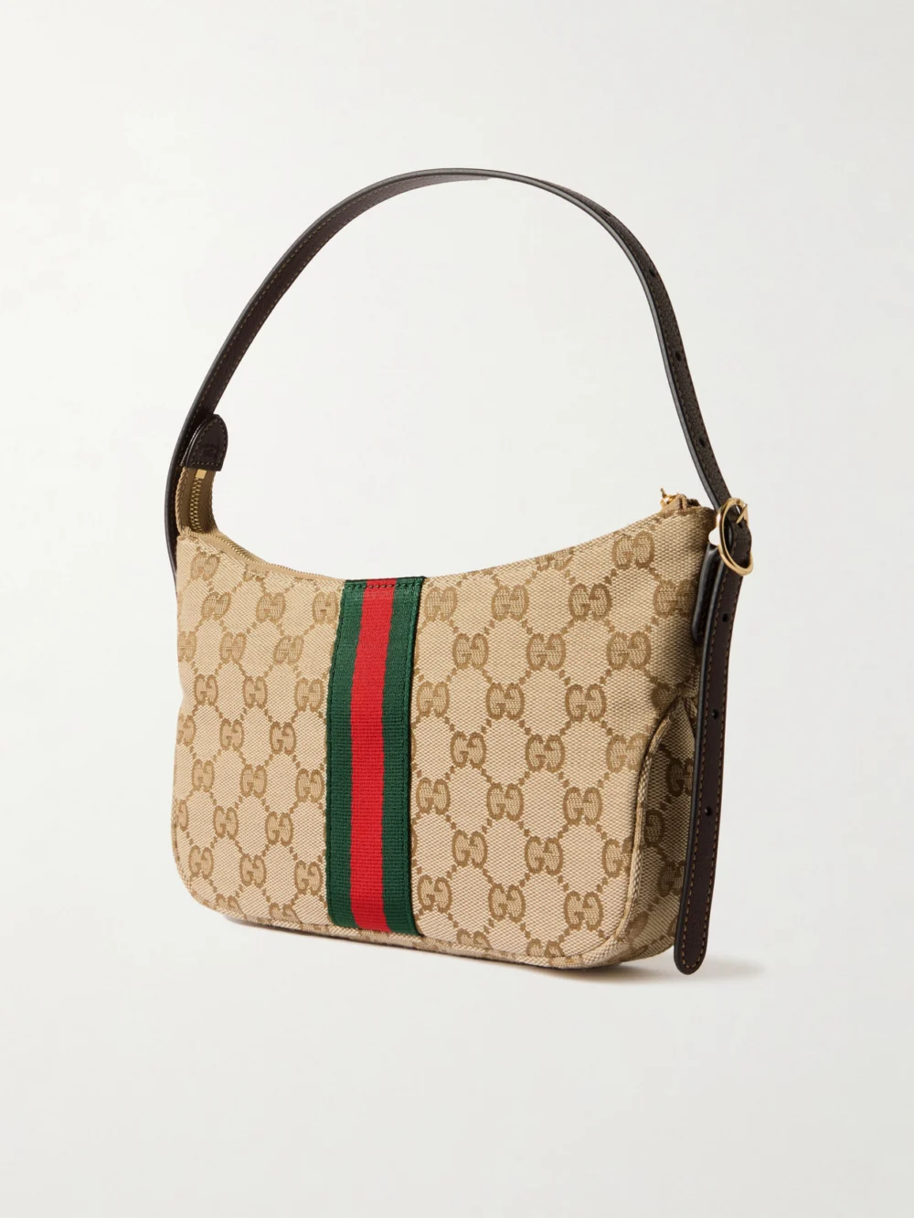 Back view of the Gucci Lunetta Leather-trimmed Canvas-jacquard Shoulder Bag