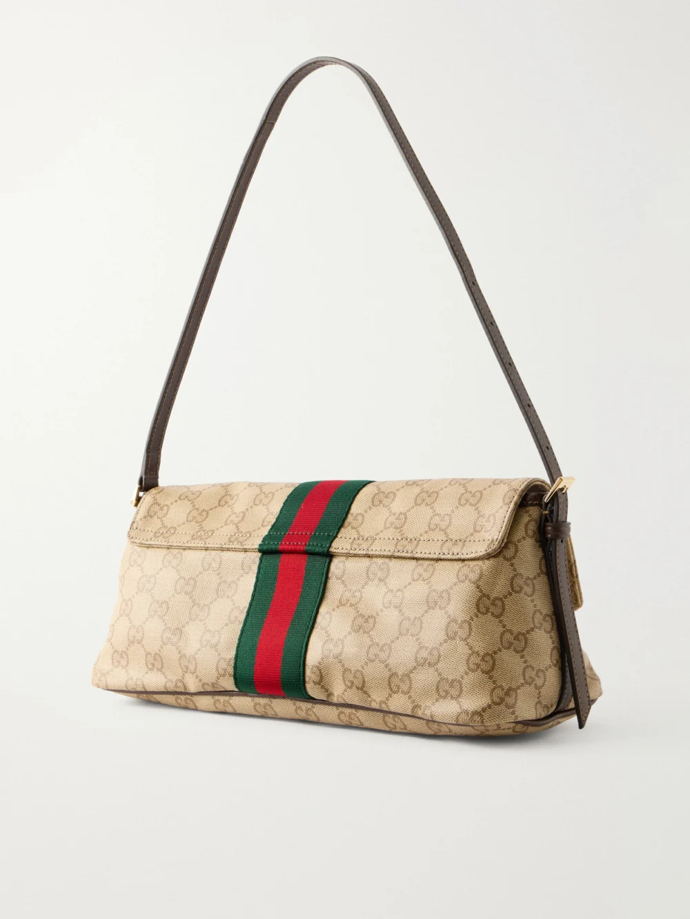 Back view of the Gucci Madison Leather-trimmed Coated Canvas-jacquard Shoulder Bag