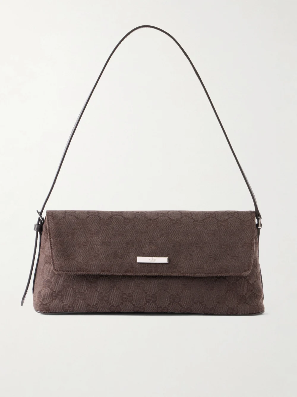 Gucci Madison Leather-trimmed Coated Canvas-jacquard Shoulder Bag in brown