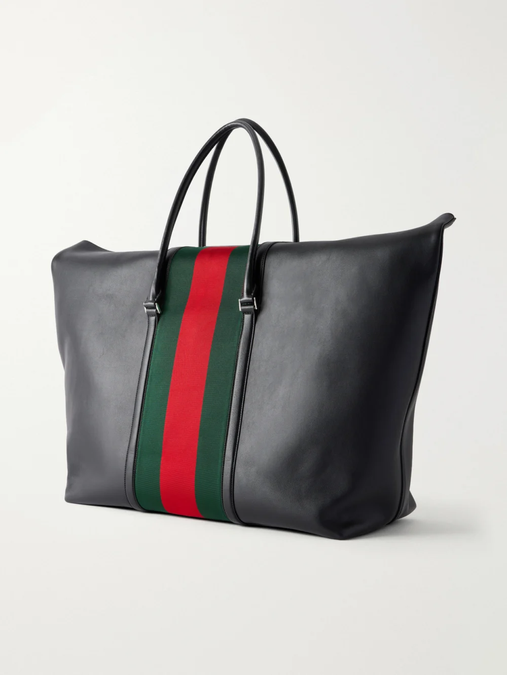 Back view of the Gucci Mega Web Trademark Medium Canvas-trimmed Leather Tote