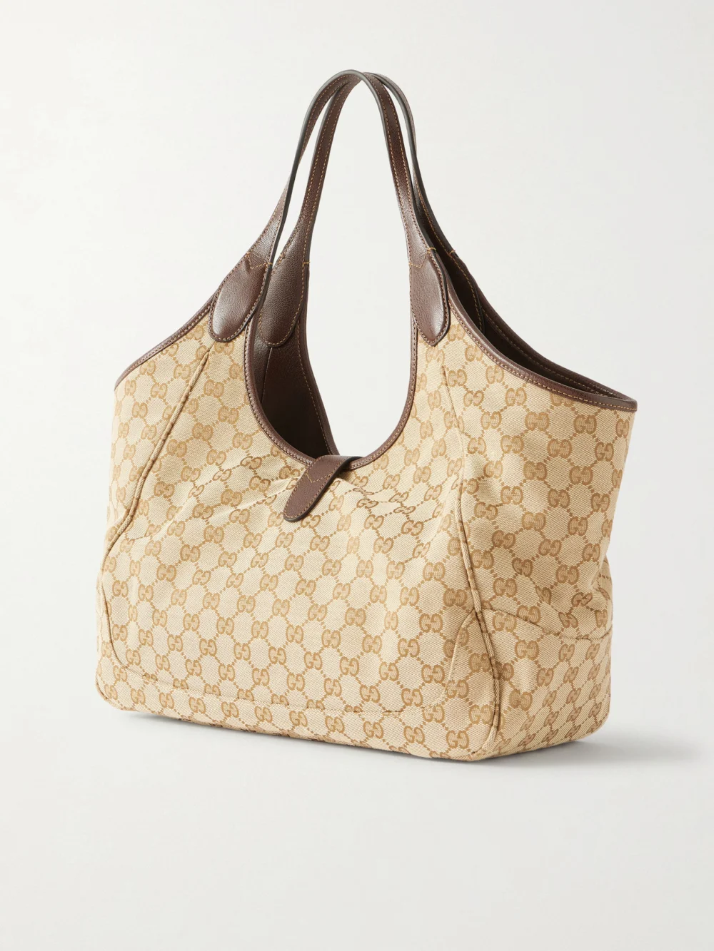 Back view of the Gucci Mercato Medium Leather-trimmed Canvas-jacquard Shoulder Bag