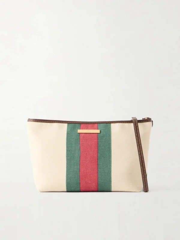 Gucci Mini Leather-trimmed Coated-canvas Shoulder Bag