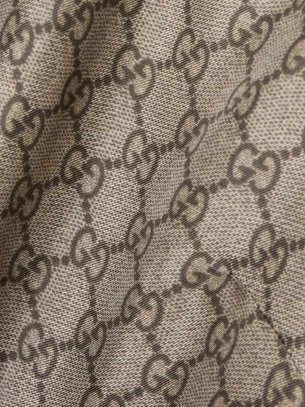 Close-up detail of the Gucci Monogram-print Silk-satin Shirt
