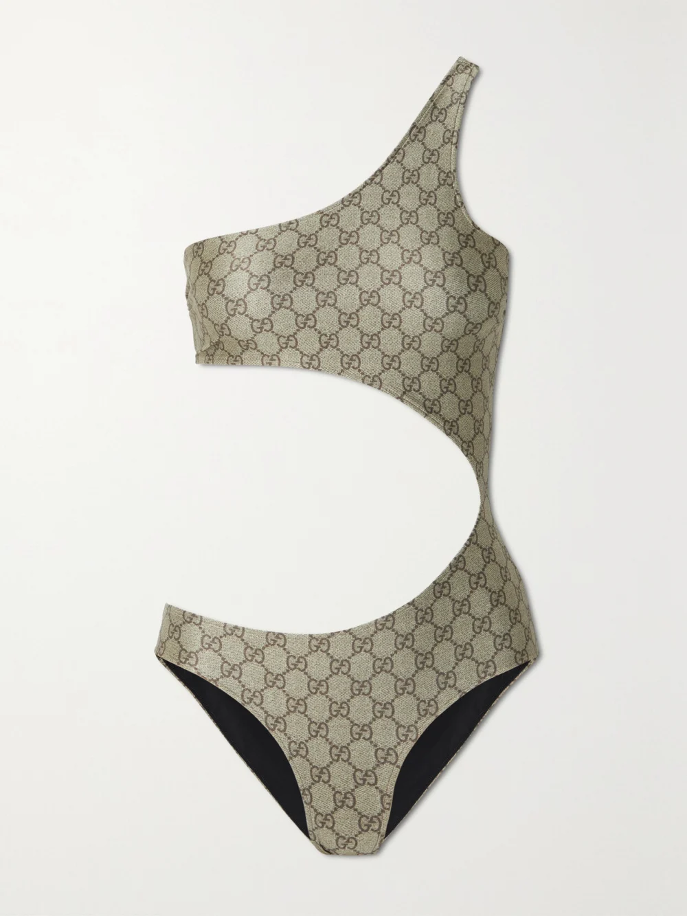 Gucci One-shoulder Cutout Swimsuit in beige
