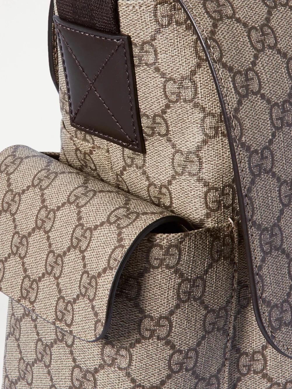 Close-up detail of the Gucci Ophidia Coated Canvas-jacquard Diaper Bag