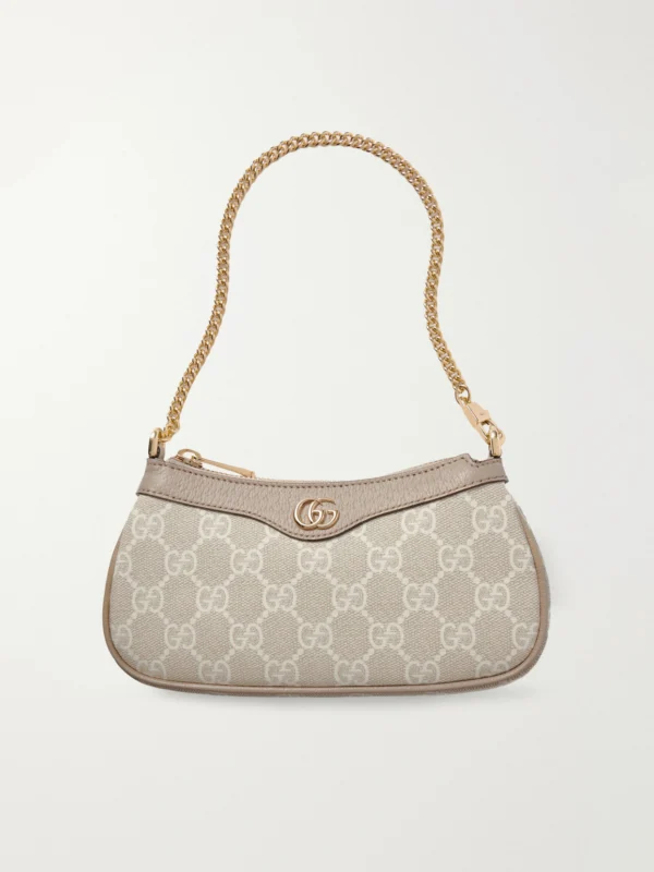 Gucci Ophidia Leather-trimmed Canvas-jacquard Shoulder Bag