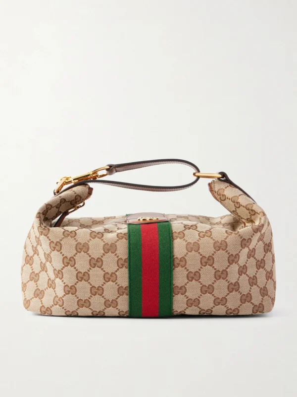 Gucci Ophidia Leather-trimmed Coated Canvas-jacquard Clutch