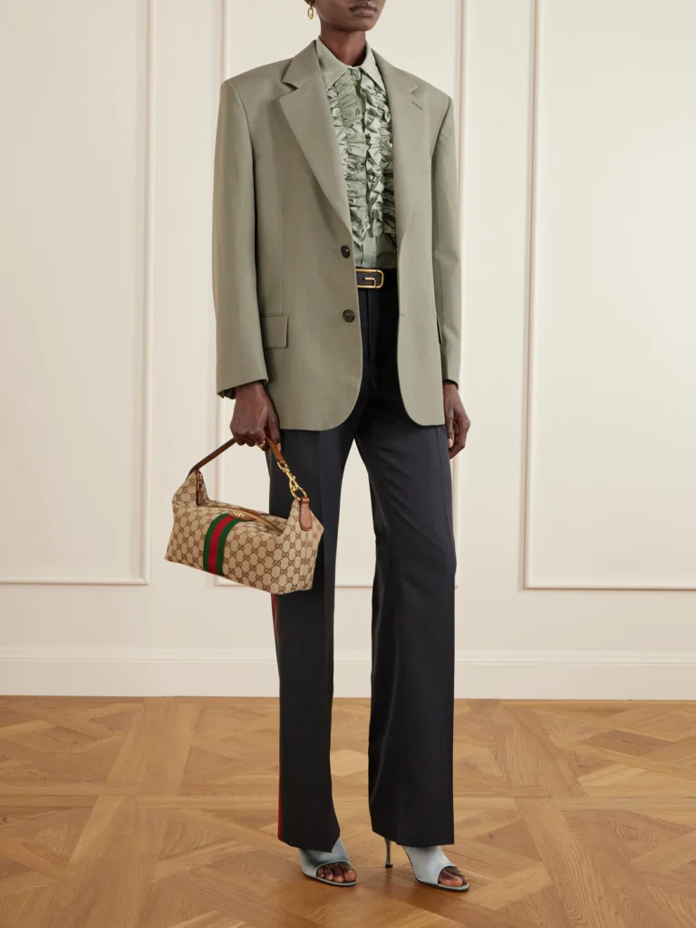 Gucci Ophidia Leather-trimmed Coated Canvas-jacquard Clutch