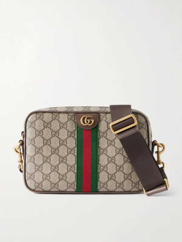 Gucci Ophidia Leather-trimmed Coated Canvas-jacquard Shoulder Bag