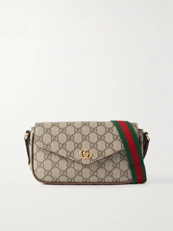 Gucci Ophidia Leather-trimmed Coated Canvas-jacquard Shoulder Bag