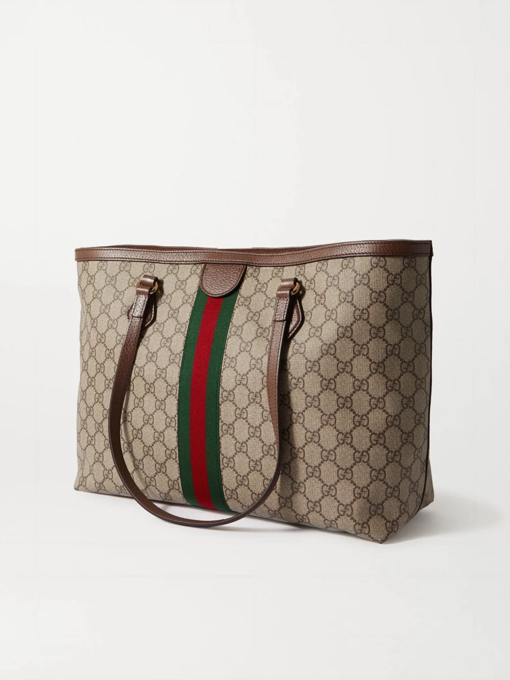 Back view of the Gucci Ophidia Medium Leather-trimmed Coated Canvas-jacquard Tote
