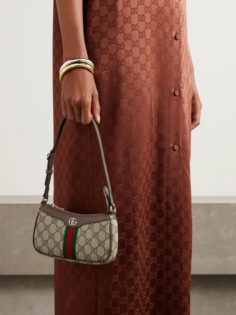 Gucci Ophidia Mini Leather-trimmed Coated Canvas-jacquard Shoulder Bag