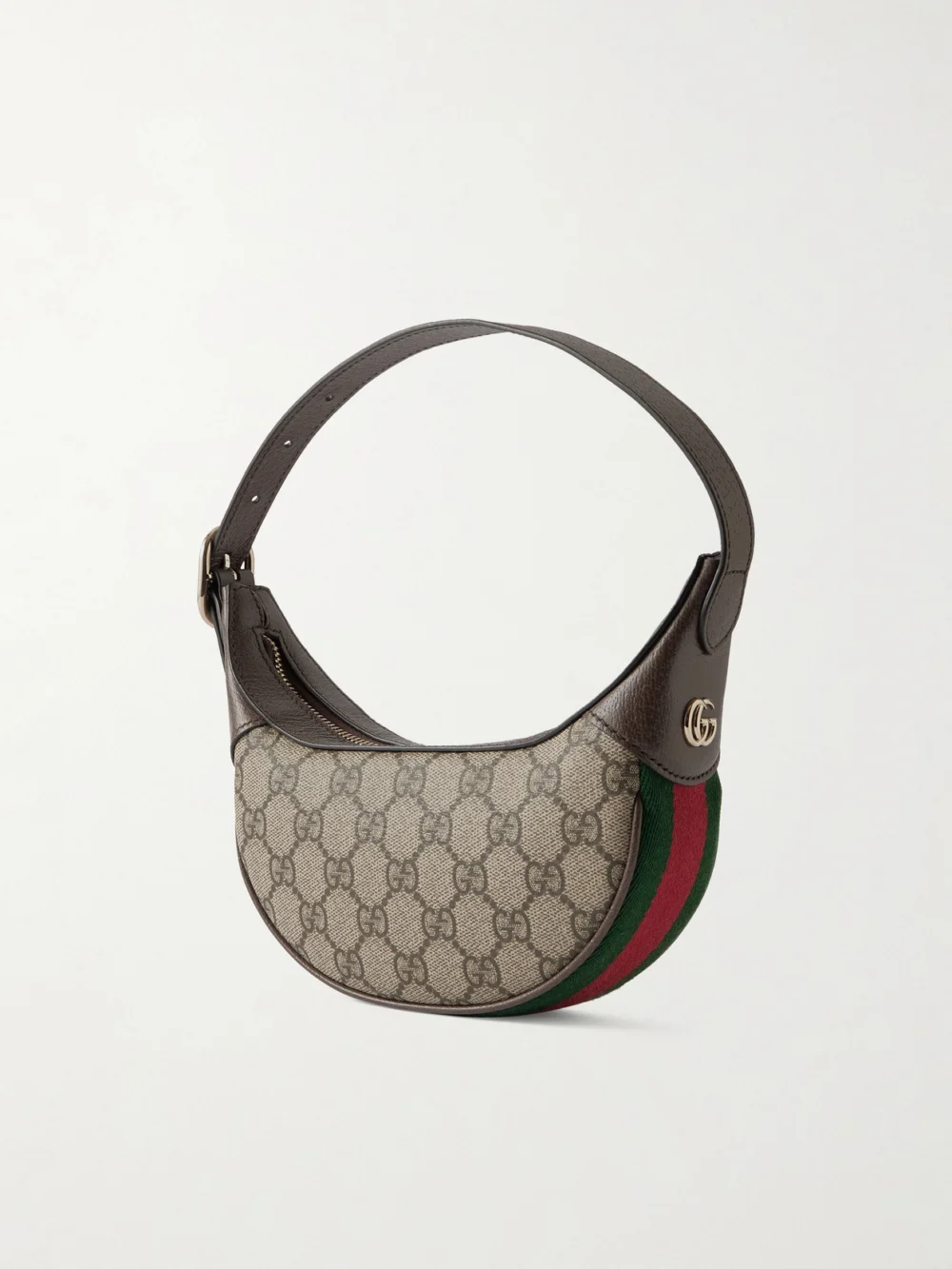 Back view of the Gucci Ophidia Mini Leather-trimmed Coated Canvas-jacquard Shoulder Bag