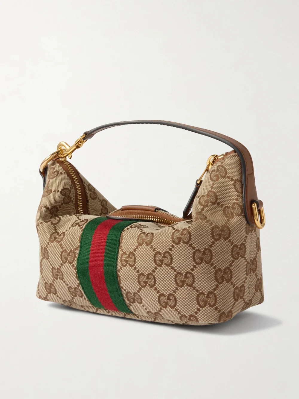Back view of the Gucci Ophidia Mini Leather-trimmed Coated Canvas-jacquard Tote