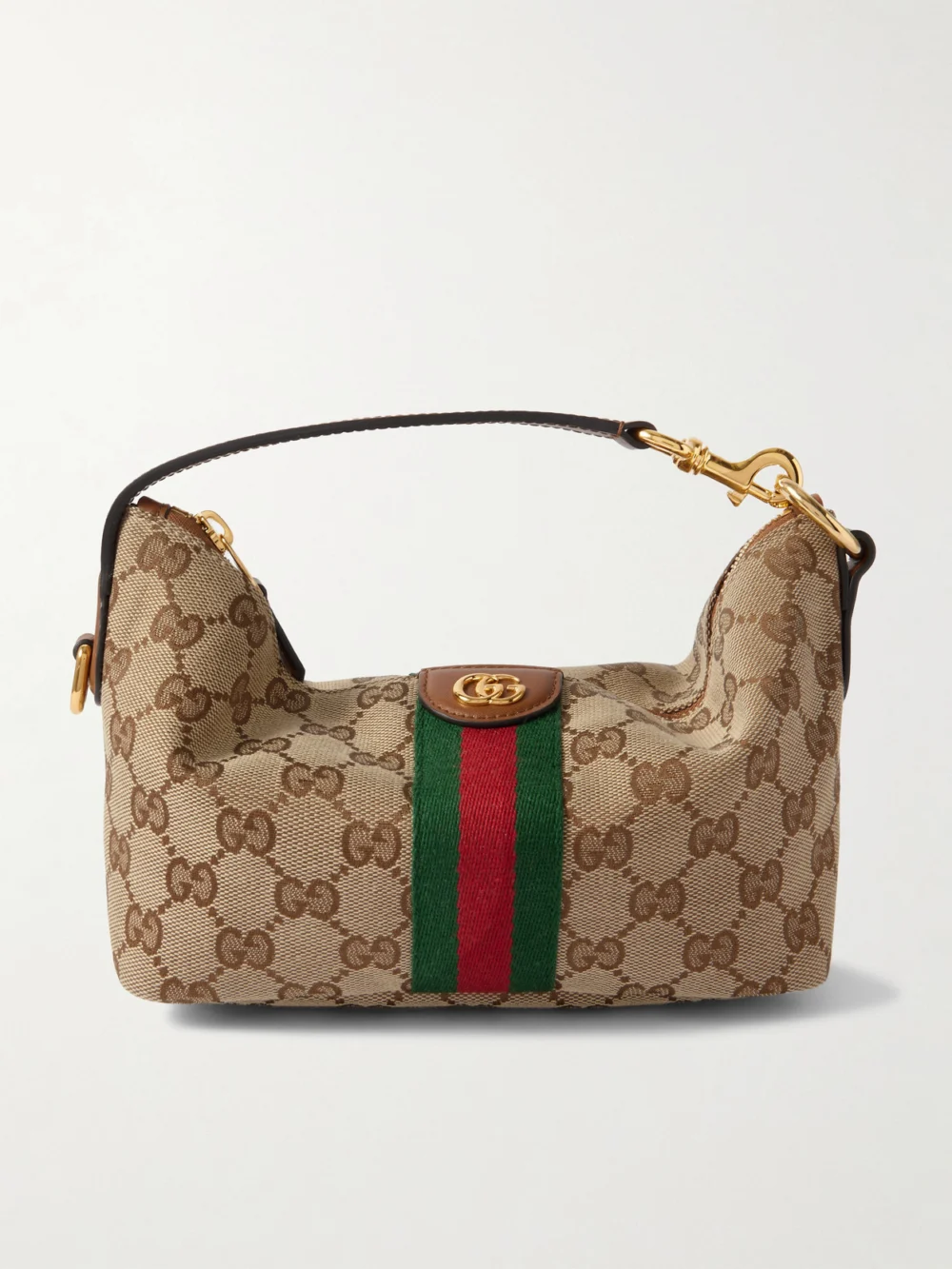 Gucci Ophidia Mini Leather-trimmed Coated Canvas-jacquard Tote in beige