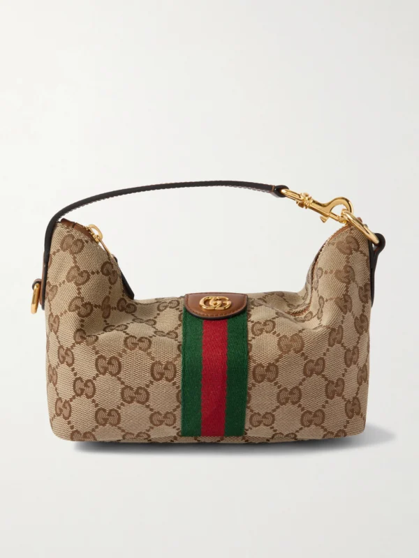 Gucci Ophidia Mini Leather-trimmed Coated Canvas-jacquard Tote
